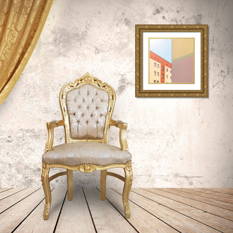 Houses Gold Ornate Wood Framed Art Print with Double Matting by Schulz-Dostal, Michael
