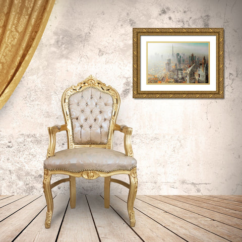 Twin Tower - Dubai Gold Ornate Wood Framed Art Print with Double Matting by Chiriaco, Carmine