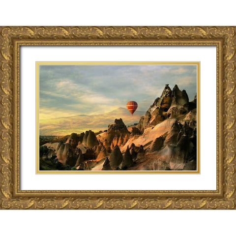 Cappadocia Gold Ornate Wood Framed Art Print with Double Matting by Basa, Emine