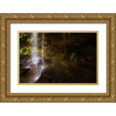 Hidden Waterfalls (2) Gold Ornate Wood Framed Art Print with Double Matting by Zhang, Yan