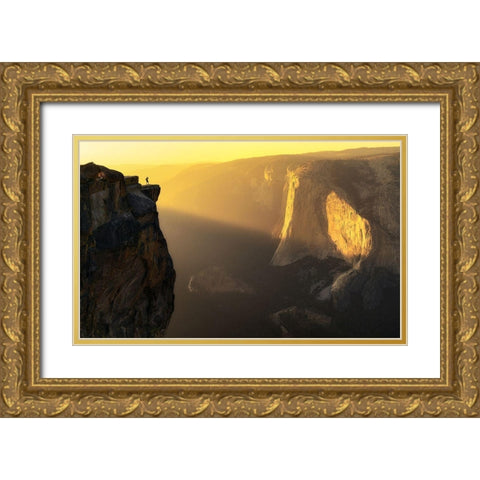 Smoky Valley Gold Ornate Wood Framed Art Print with Double Matting by Ning, Aidong