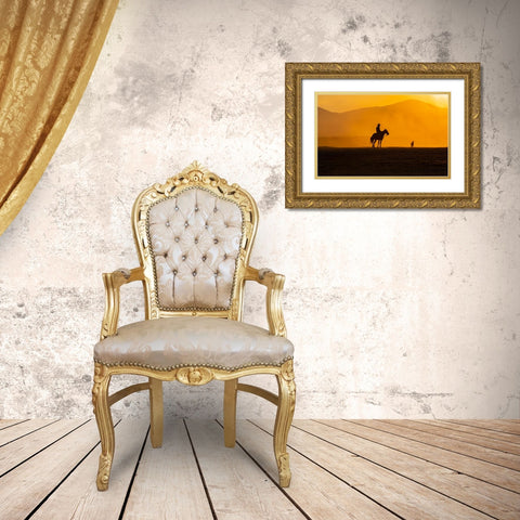 ManS Best Friends Gold Ornate Wood Framed Art Print with Double Matting by TEKDOGAN, BARKAN