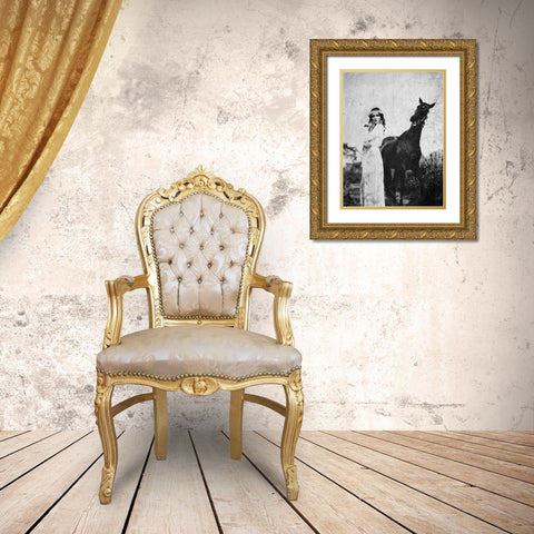 Napelu Gold Ornate Wood Framed Art Print with Double Matting by Abe, Abr