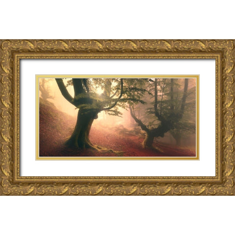 Fangorn Forest Gold Ornate Wood Framed Art Print with Double Matting by Rivera, Roberto
