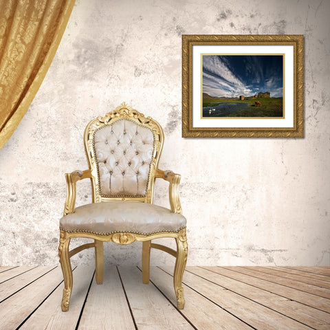 Country Life Gold Ornate Wood Framed Art Print with Double Matting by H. Ingibergsson, Torsteinn