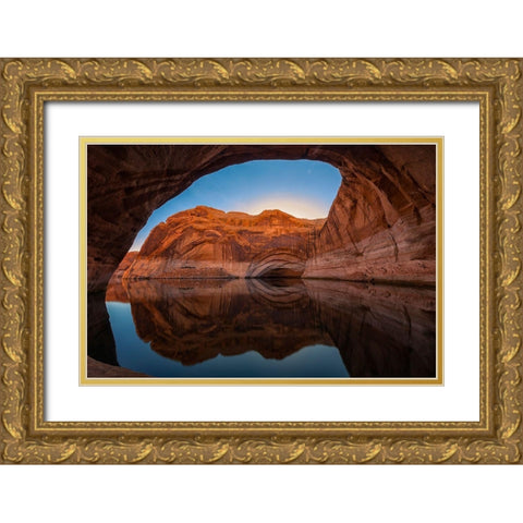 Cathedral In The Desert Gold Ornate Wood Framed Art Print with Double Matting by Zheng, Michael