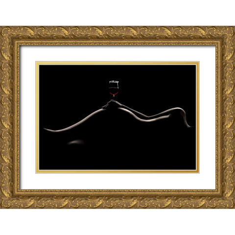 Bodyscape: Wine Tasting Gold Ornate Wood Framed Art Print with Double Matting by Sungkono, Heru