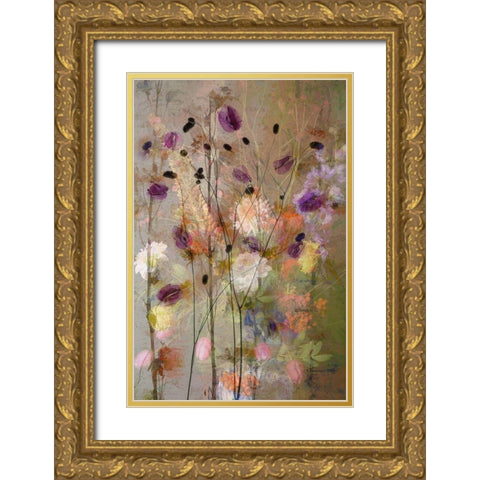 Painterly Flowers Gold Ornate Wood Framed Art Print with Double Matting by Dingemans, Saskia