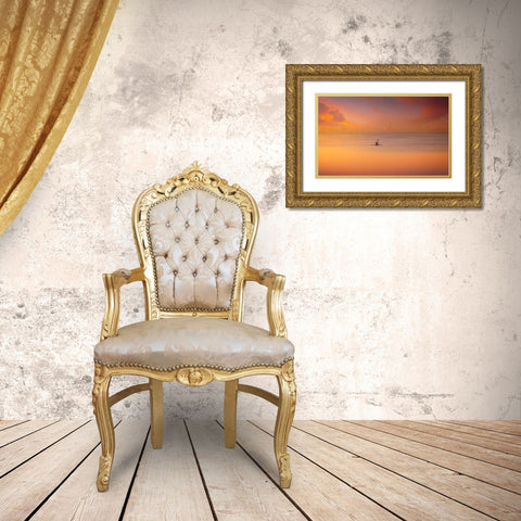 Albufera Kayaking At Sunset 7D17 Gold Ornate Wood Framed Art Print with Double Matting by joanaduenas