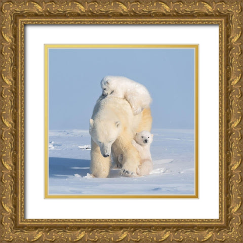 Moms Carry-On Gold Ornate Wood Framed Art Print with Double Matting by Hao, Jiang