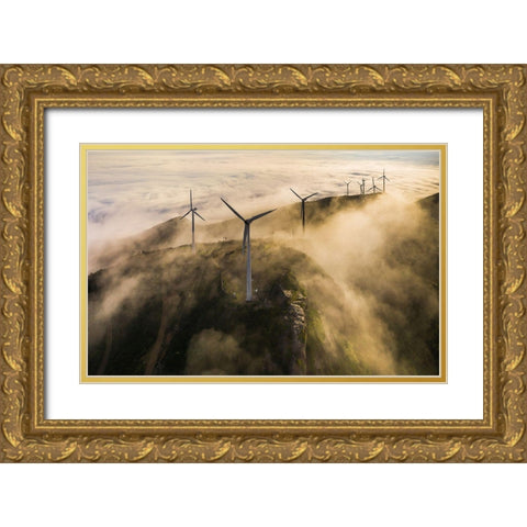 Wind Farm Gold Ornate Wood Framed Art Print with Double Matting by Liaoyuhan