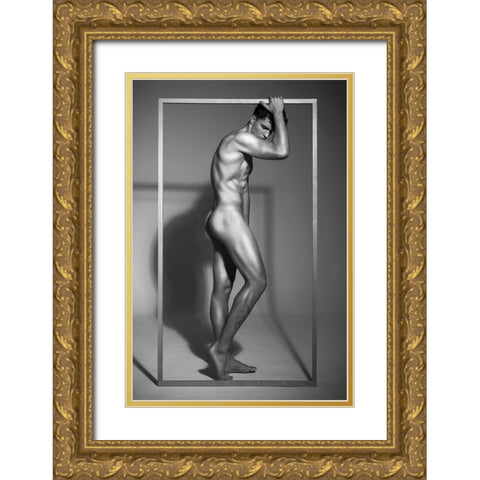 Male15 Gold Ornate Wood Framed Art Print with Double Matting by QYun