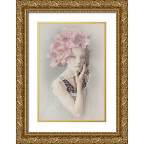 Mystery Girl Gold Ornate Wood Framed Art Print with Double Matting by Kayen-Mouthaan, Carola
