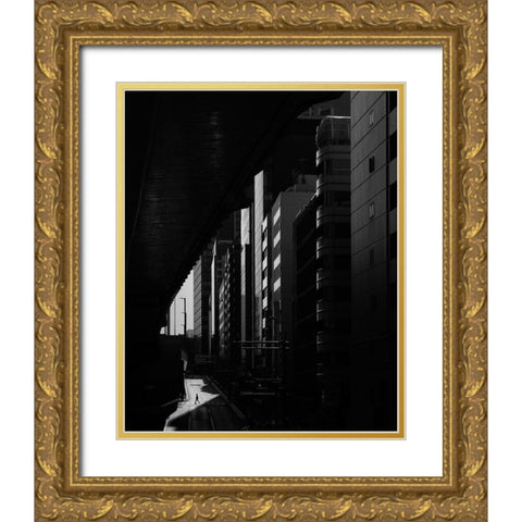 Lonesome In Shibuya Gold Ornate Wood Framed Art Print with Double Matting by Takachi, Yasuhiro