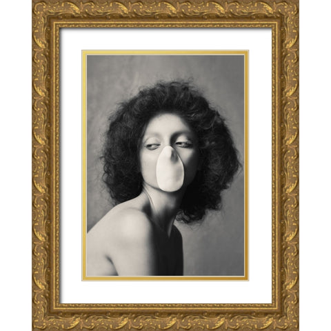 La Scapigliata Gold Ornate Wood Framed Art Print with Double Matting by Naderi, Peyman