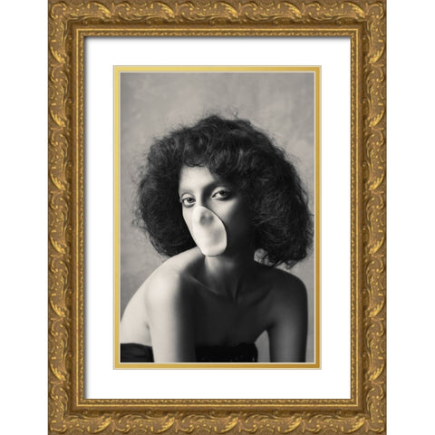 La Scapigliata Gold Ornate Wood Framed Art Print with Double Matting by Naderi, Peyman