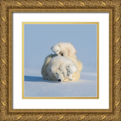Patient Mom Gold Ornate Wood Framed Art Print with Double Matting by Hao Jiang,