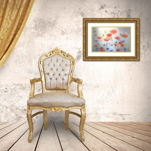 Poppy Gold Ornate Wood Framed Art Print with Double Matting by Catherine W.