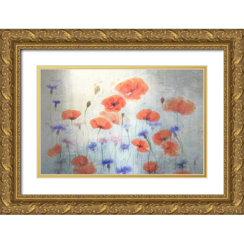 Poppy Gold Ornate Wood Framed Art Print with Double Matting by Catherine W.