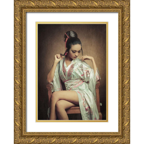 The Story Of Geisha : Fantasize Gold Ornate Wood Framed Art Print with Double Matting by Abdillah, Djayent