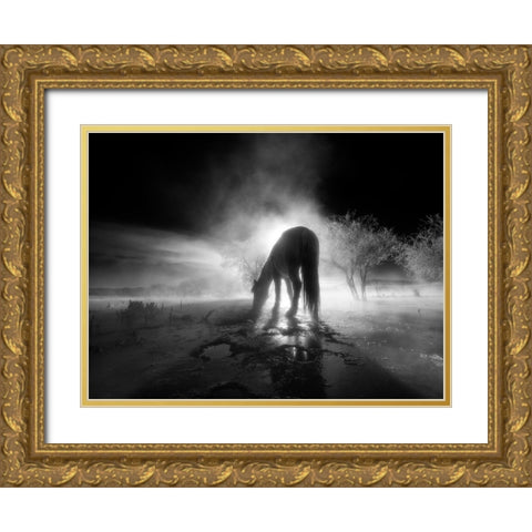 The winter Gold Ornate Wood Framed Art Print with Double Matting by Z, Bingo