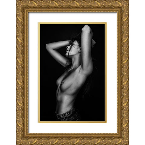 Sensual Beauty [Kaya D] Gold Ornate Wood Framed Art Print with Double Matting by Krystynek MQEP, Martin
