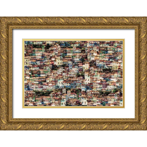 Cudillero Gold Ornate Wood Framed Art Print with Double Matting by W., Orkidea