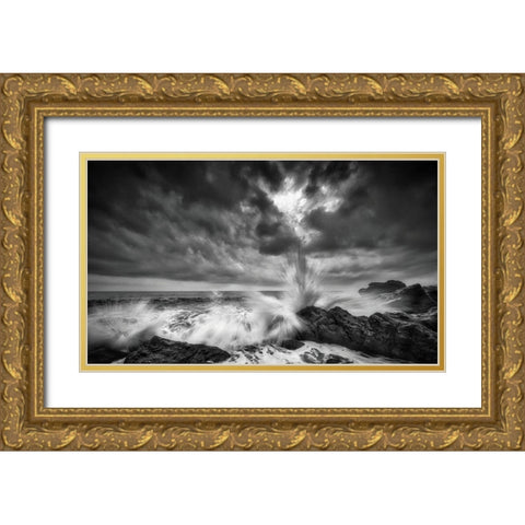 Splash Of Waves Gold Ornate Wood Framed Art Print with Double Matting by Yamashita, Takafumi