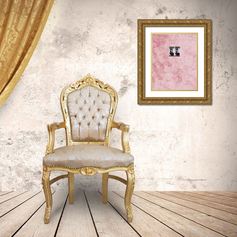 Pink Wall Gold Ornate Wood Framed Art Print with Double Matting by Arro