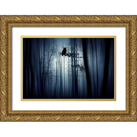 In The Forest Gold Ornate Wood Framed Art Print with Double Matting by Erika, Eros