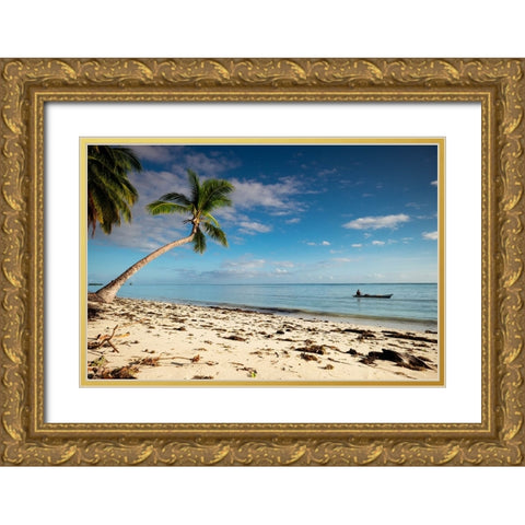 A Lone Fisherman Gold Ornate Wood Framed Art Print with Double Matting by Zuardi, Andre