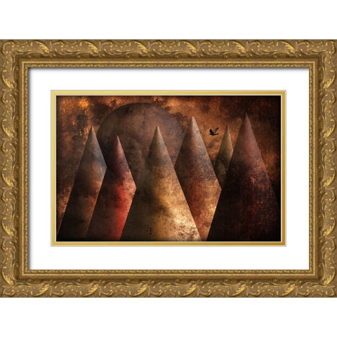 Lonely Bird Gold Ornate Wood Framed Art Print with Double Matting by Donckers, Jan