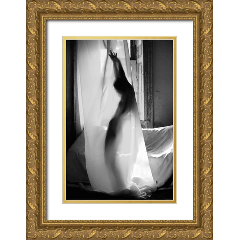The Girls Are Dancing Alone Gold Ornate Wood Framed Art Print with Double Matting by Kapsha, Eduards