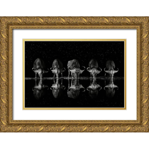 Late Night Drink Gold Ornate Wood Framed Art Print with Double Matting by Ortega, Xavier