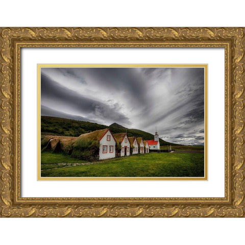Old Icelandic Rectory Gold Ornate Wood Framed Art Print with Double Matting by H. Ingibergsson, Torsteinn