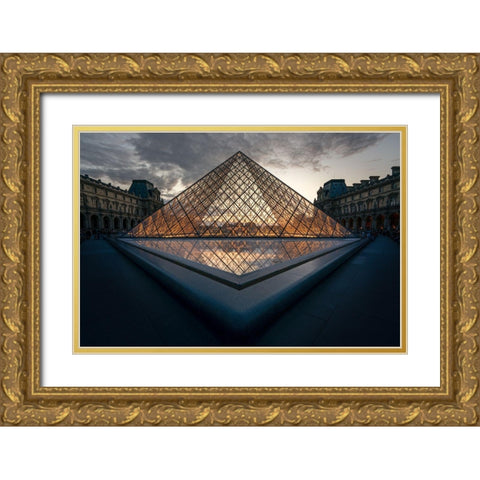 Louvre1 Gold Ornate Wood Framed Art Print with Double Matting by Prieto, Adamo