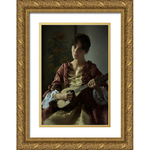 Greta Ii Gold Ornate Wood Framed Art Print with Double Matting by kenp