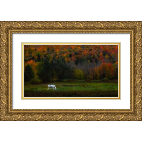 Autumn Glory Gold Ornate Wood Framed Art Print with Double Matting by P., Ruiqing