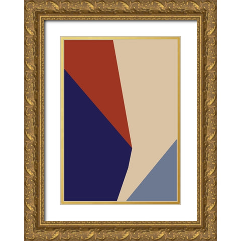 Color Blocks 03 Gold Ornate Wood Framed Art Print with Double Matting by 1x Studio