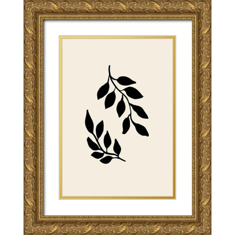 Black Twigs Gold Ornate Wood Framed Art Print with Double Matting by 1x Studio