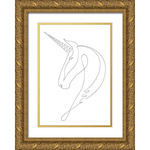 Unicorn Gold Ornate Wood Framed Art Print with Double Matting by 1x Studio II
