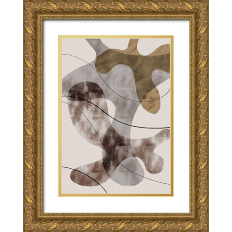 Brown Seaweed Gold Ornate Wood Framed Art Print with Double Matting by 1x Studio II