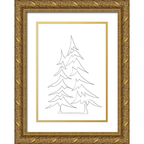 Pine Trees Gold Ornate Wood Framed Art Print with Double Matting by 1x Studio II