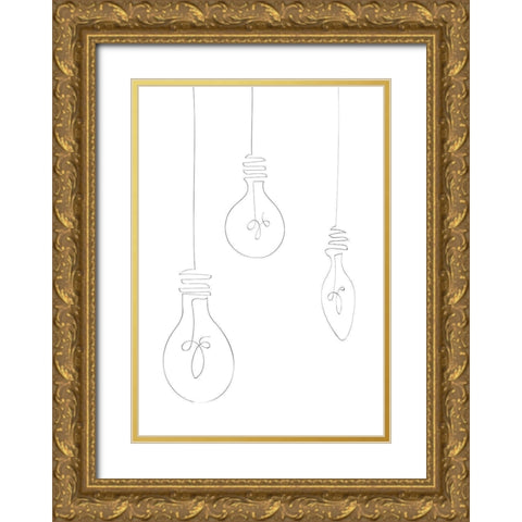 Light Bulbs Gold Ornate Wood Framed Art Print with Double Matting by 1x Studio II