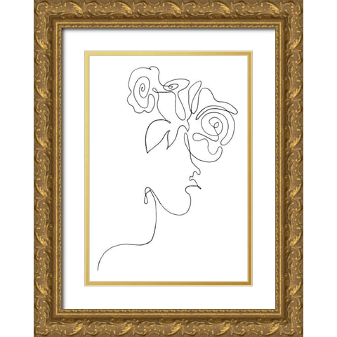 Flowerhead Gold Ornate Wood Framed Art Print with Double Matting by 1x Studio II