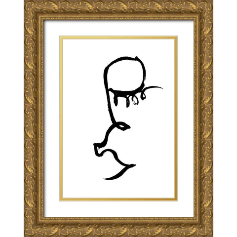 Half Face Black Gold Ornate Wood Framed Art Print with Double Matting by 1x Studio II