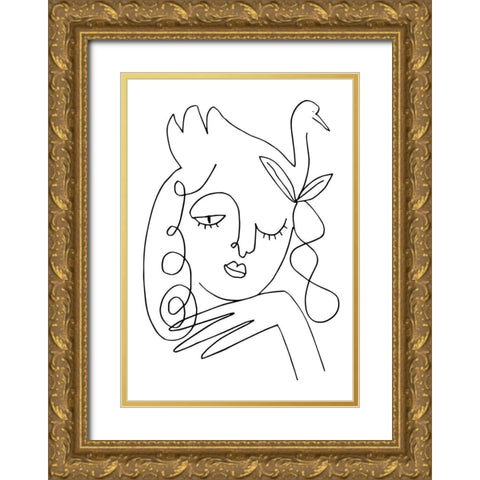 White Swan Gold Ornate Wood Framed Art Print with Double Matting by 1x Studio II