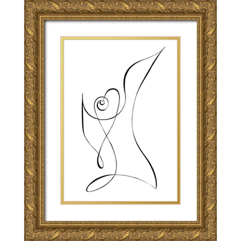 Heart Gold Ornate Wood Framed Art Print with Double Matting by 1x Studio II