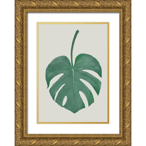 Monstera Aqua 05 Gold Ornate Wood Framed Art Print with Double Matting by 1x Studio II