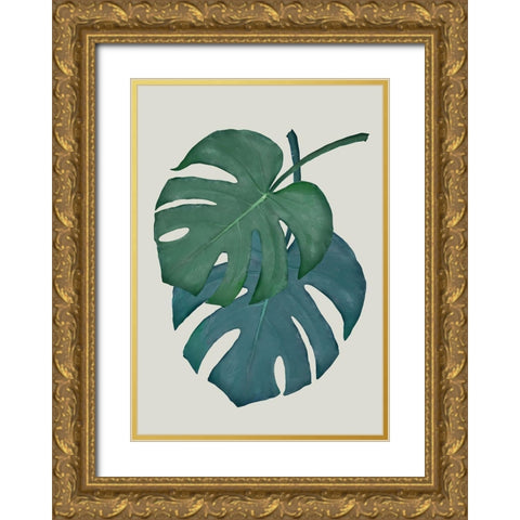 Monstera Aqua 06 Gold Ornate Wood Framed Art Print with Double Matting by 1x Studio II
